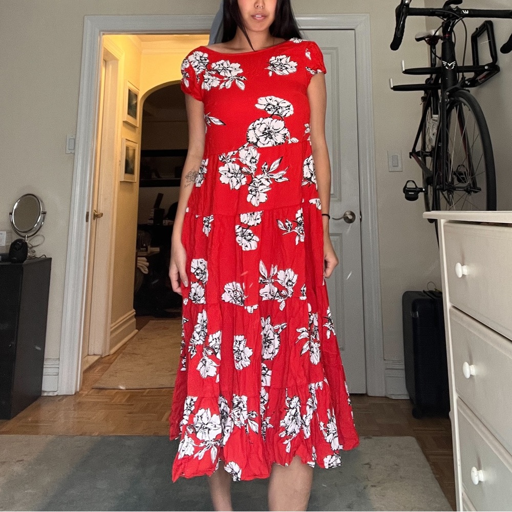 SOLD FREE PEOPLE red midi dress